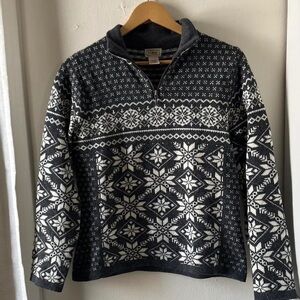 L.L. Bean Black and White Women's Zip-Up Sweater